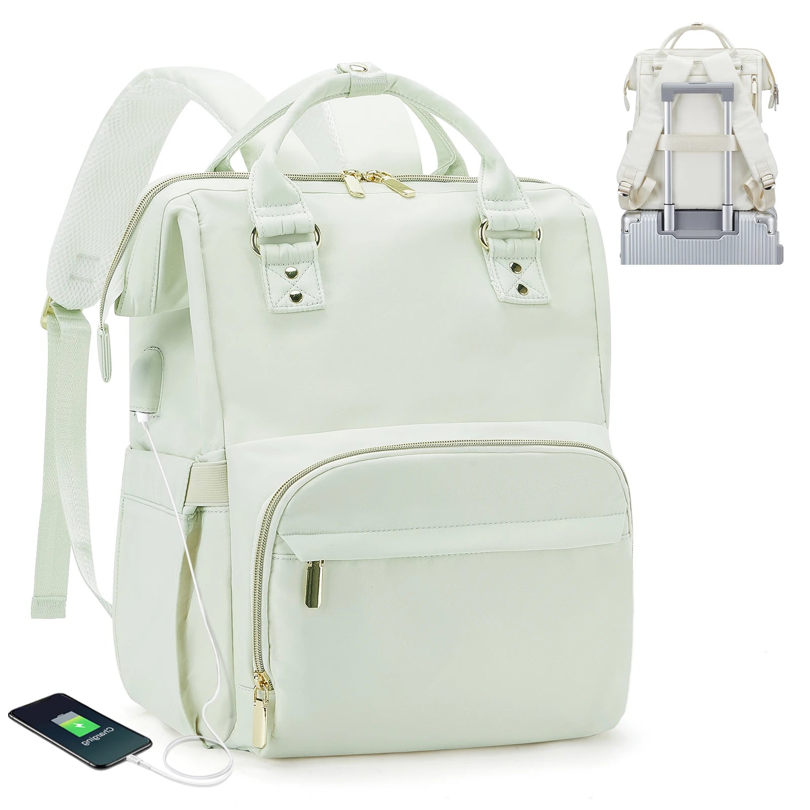 Mochila de Nylon para Mujer Verde Claro – Ligera y Urbana