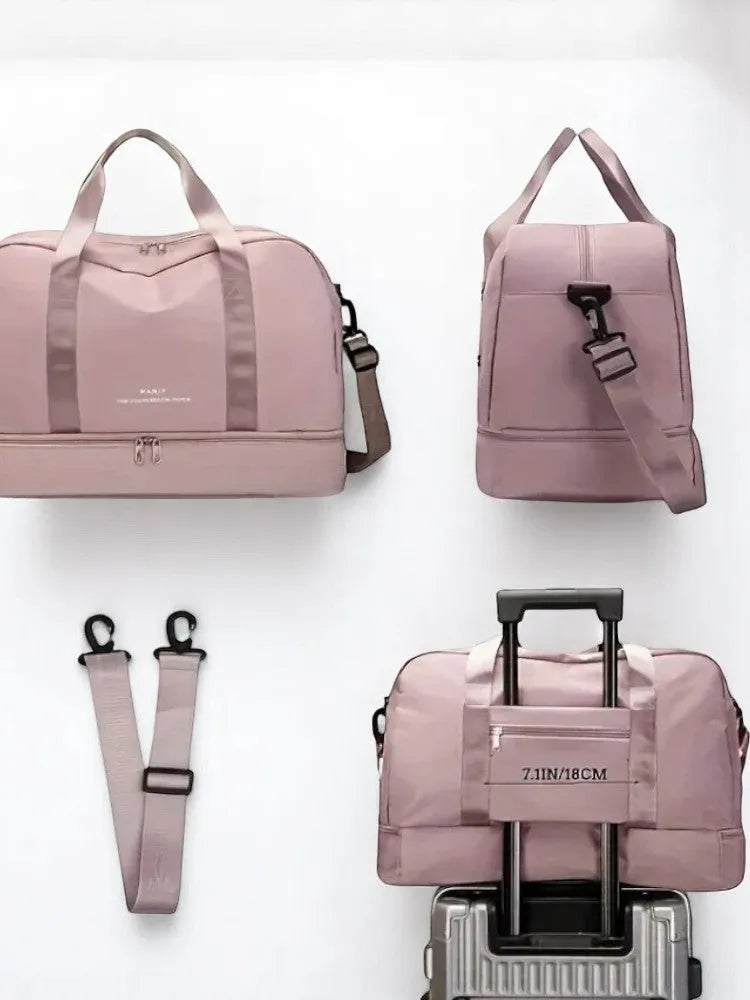 Bolsa de Viaje Rosa de Nylon para Mujer – Ligero, Espacioso y Sofisticado