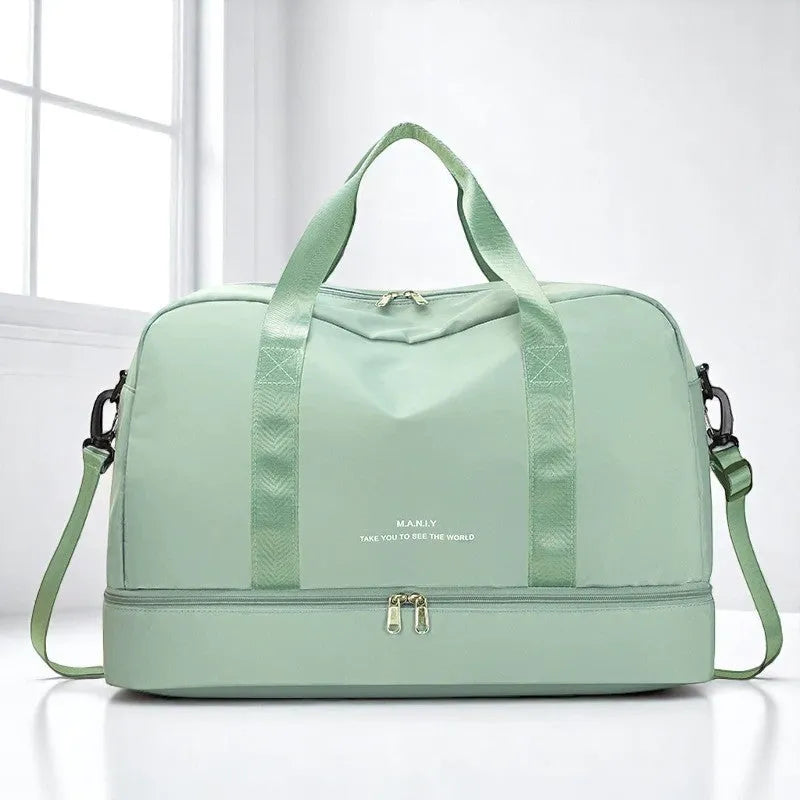Bolsa de Viaje Verde para Mujer – Elegancia Ligera y Gran Capacidad