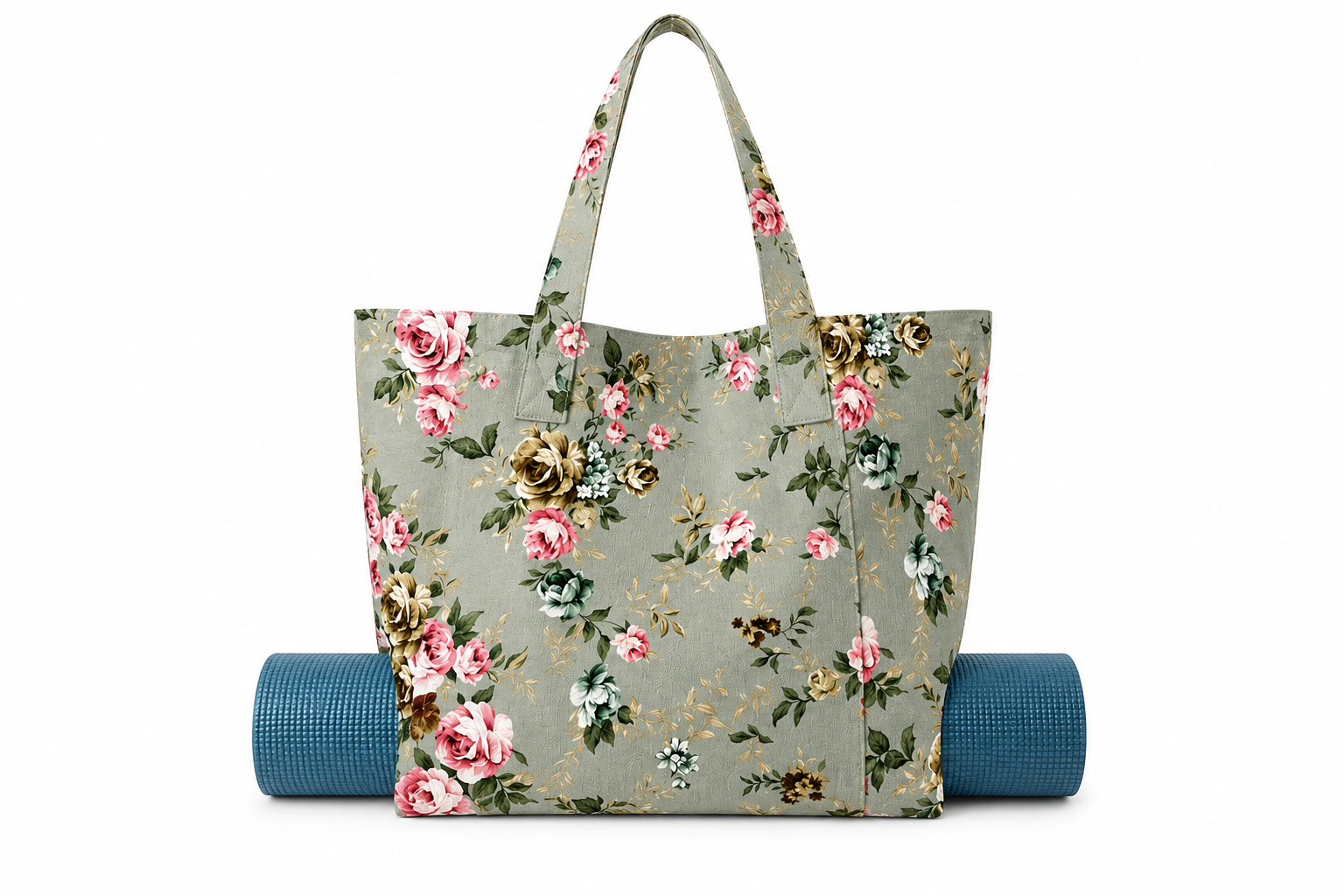 Bolsa Tote de Yoga con Flores Pequeñas en Lona de Alta Capacidad