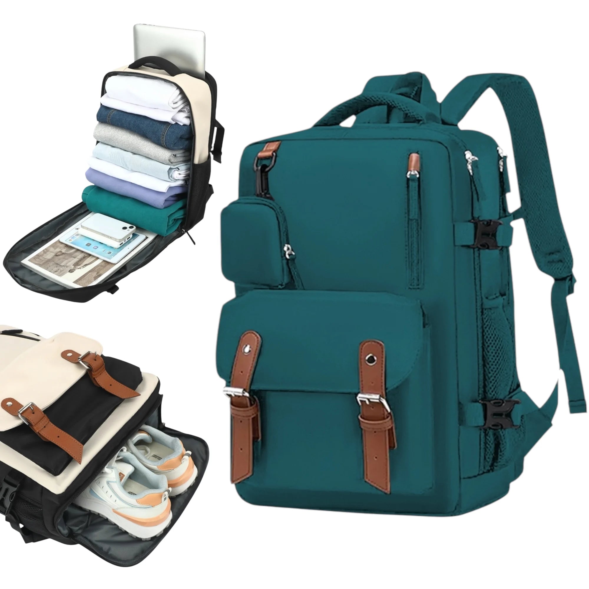 Mochila de Viaje Turquesa 43x30x18: Viaja Ligero, Organizado y con Estilo