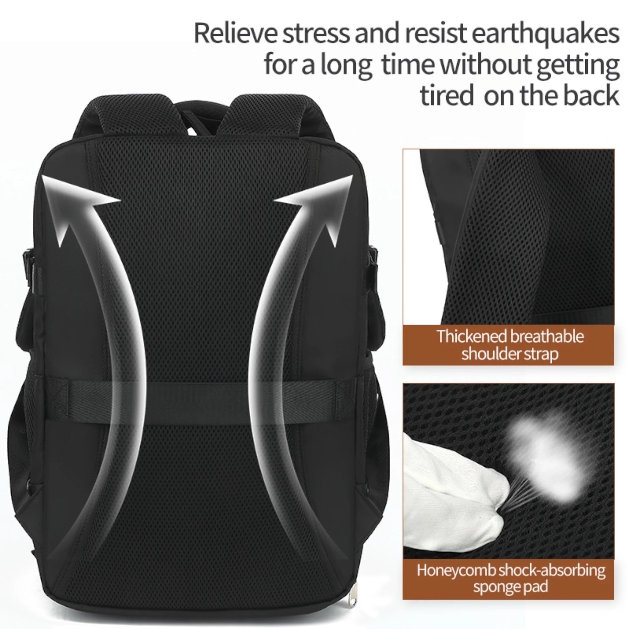 Mochila de Viaje Negro y Beige 43x30x18: Diseño Elegante sin Cargos Extra