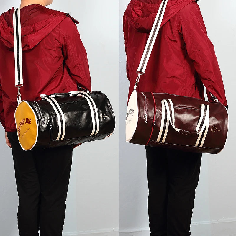 Bolsa de Deporte Cilíndrica en Cuero Color Vino – Unisex
