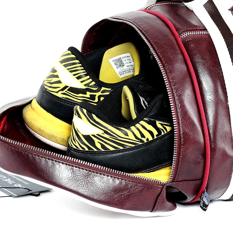 Bolsa de Deporte Cilíndrica en Cuero Color Vino – Unisex