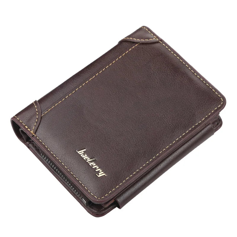 Cartera Corta con Monedero de Cremallera para Hombre - Café