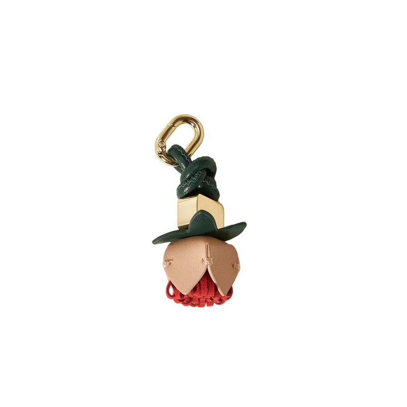 Charm de Cuero con Diseño de Flores – Accesorio Elegante para Bolsos