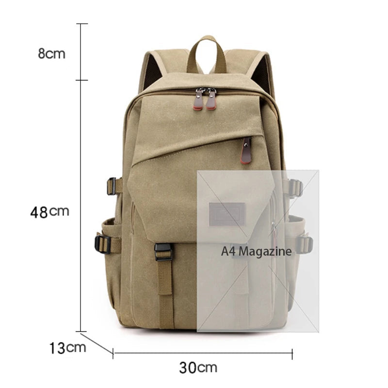 Mochila Unisex Caqui de Lona – Compacta, Versátil y Resistente