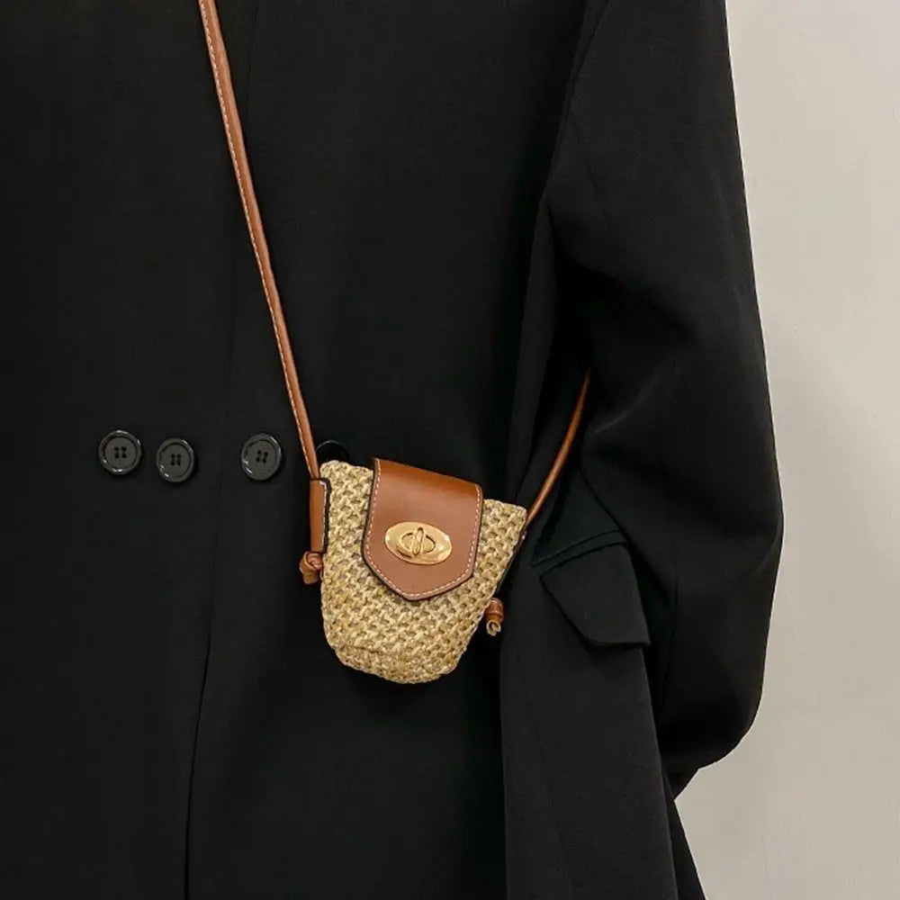 Bolso Bandolera Mini de Rafia Boho para Mujer