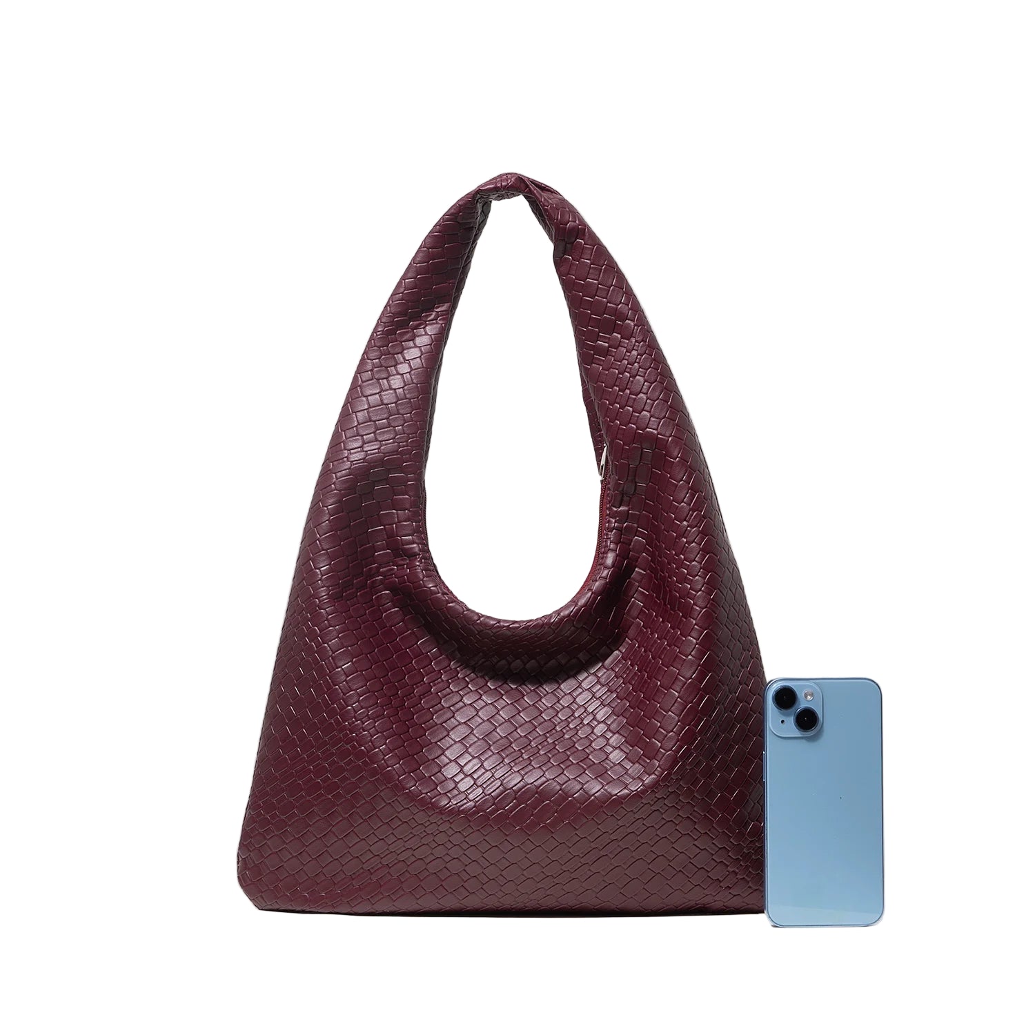 Bolso Media Luna PU Geométrico – Diseño Curvo Sofisticado