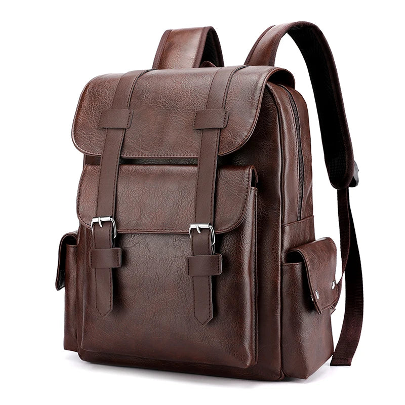 Mochila Casual de Cuero PU Café – Elegancia Urbana y Funcionalidad Diaria