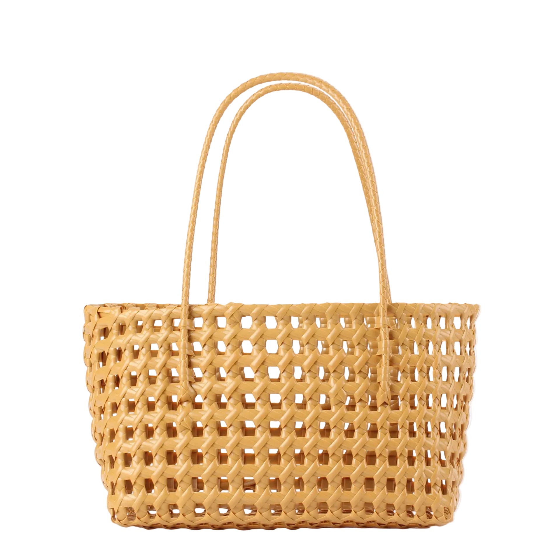 Bolso de Hombro Caramel en PVC Calado – Elegancia Neutra y Diseño de Vanguardia