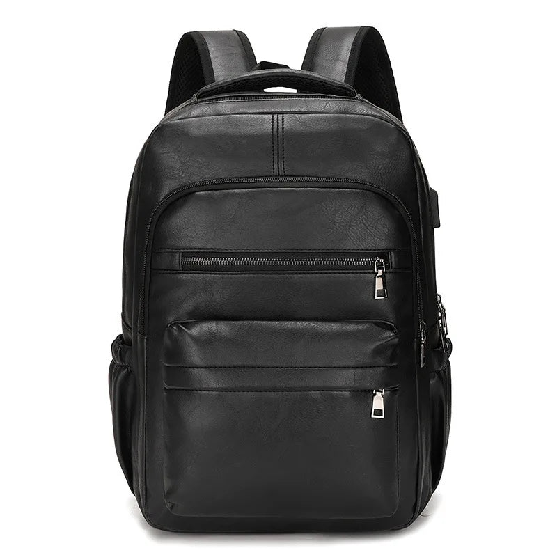 Mochila Urbana de Cuero PU Negro – Elegancia Funcional y Estilo Diario