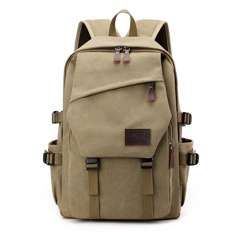 Mochila Unisex Caqui de Lona – Compacta, Versátil y Resistente