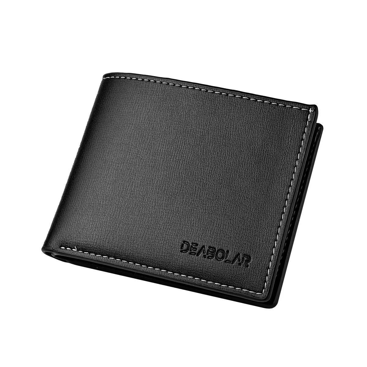 Cartera Fina Plegable de Piel Sintética para Hombre - Negro