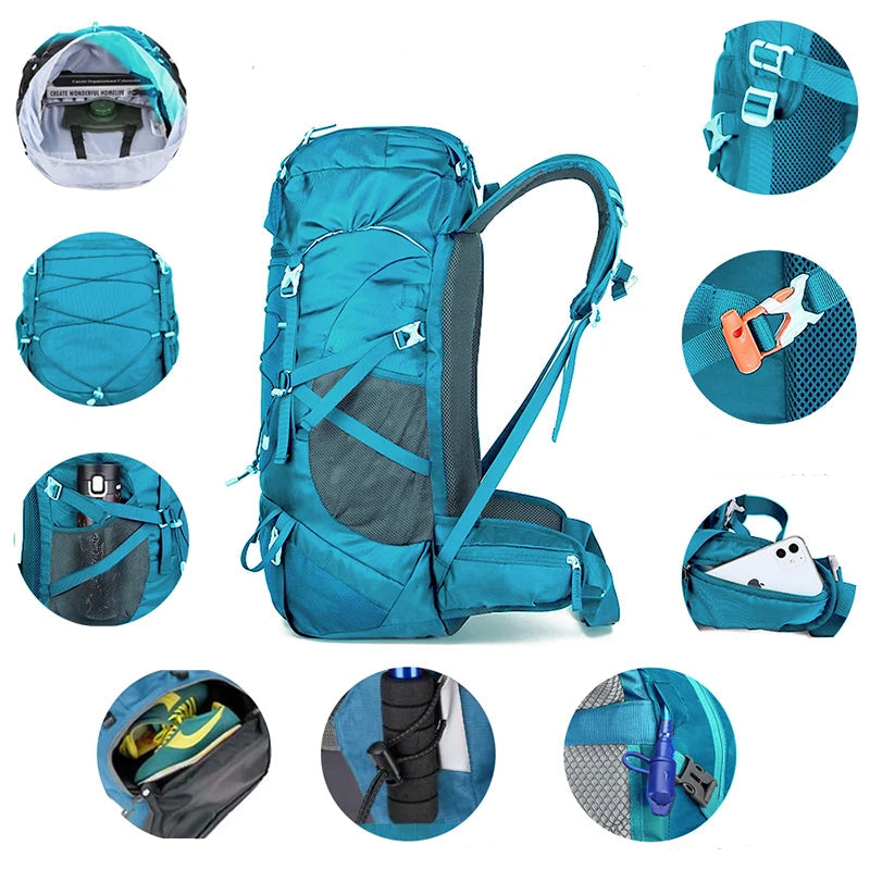 Mochila de Senderismo 50L WEST TUNE – Impermeable, Ligera y Profesional