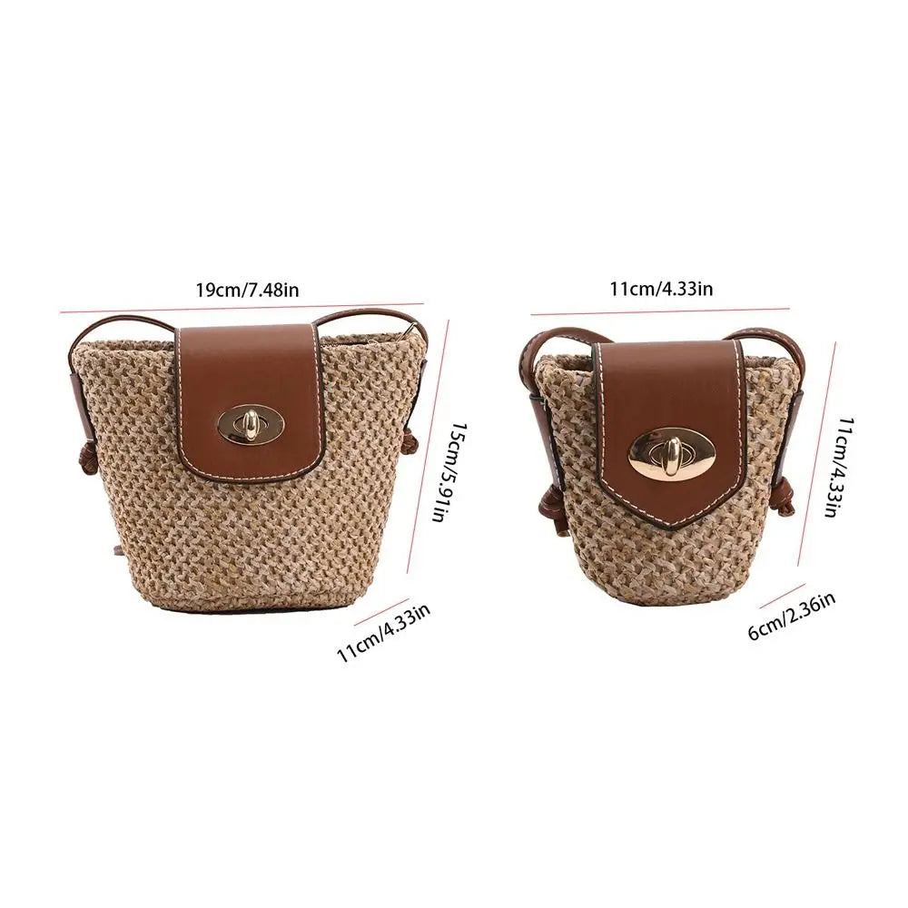 Bolso Bandolera Mini de Rafia Boho para Mujer