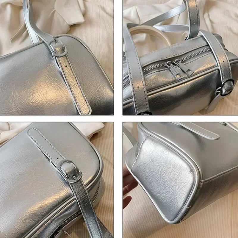 Bolso de Hombro Tipo Pillow Plata Mujer – Suave, Moderno y Versátil