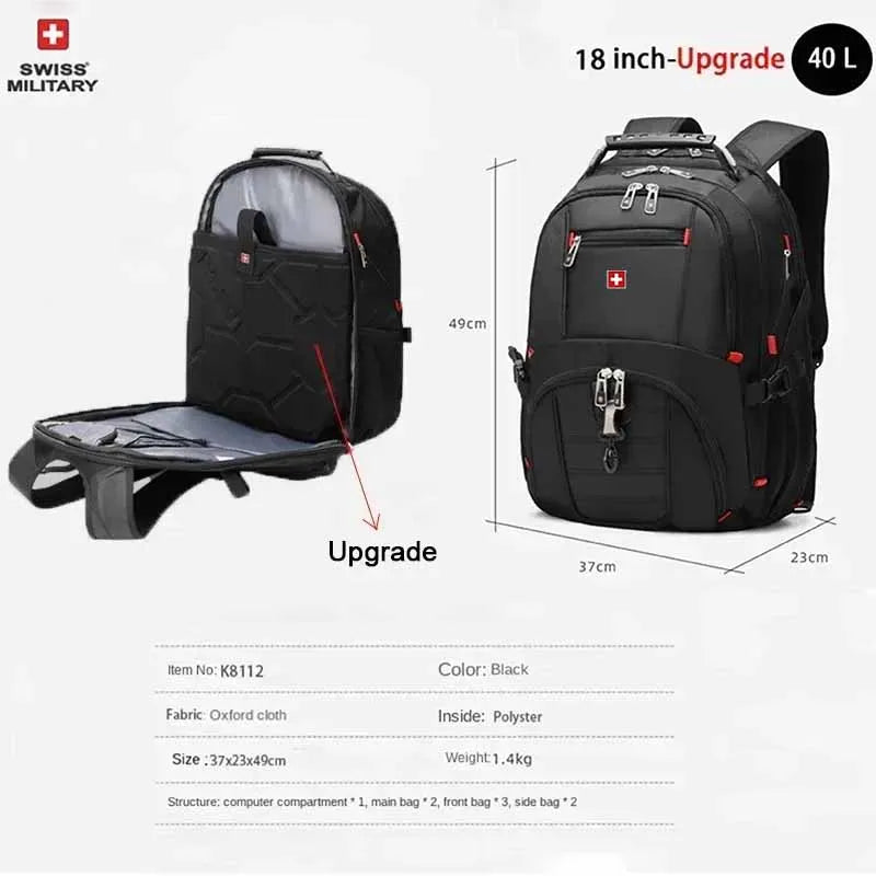 Mochila SWISS MILITARY Porta Portátil: Ergonómica, Impermeable y de Gran Capacidad