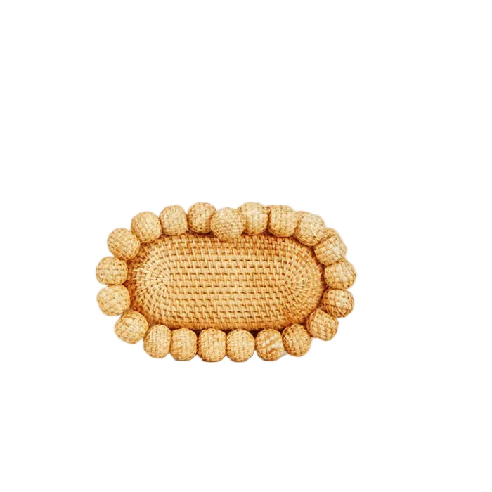 Bolso Clutch de Ratán Rígido en Forma de Huevo – Lujo Artesanal para Fiestas y Eventos