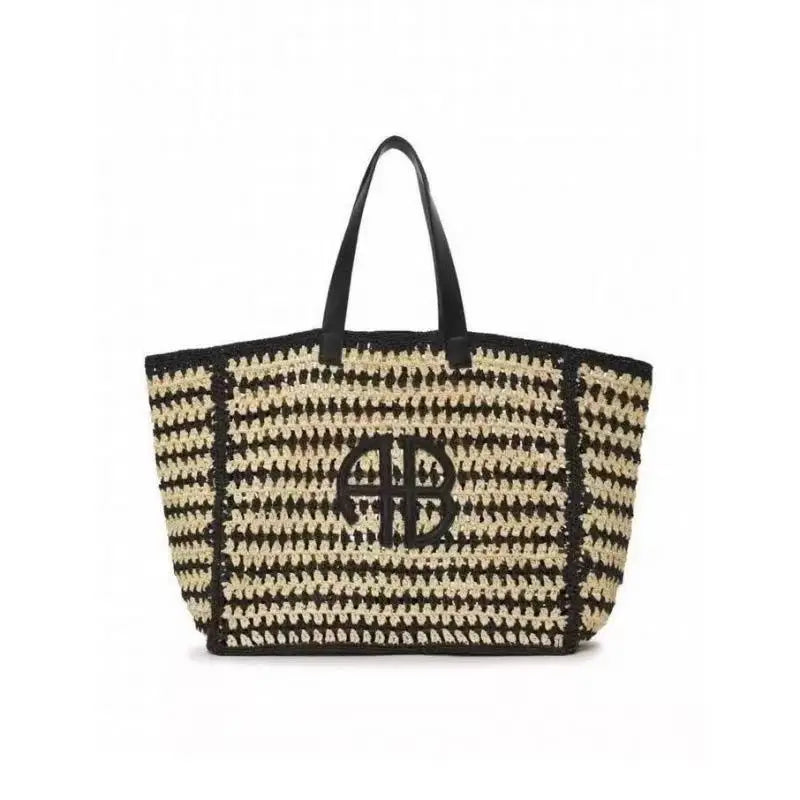 Maxi Tote de Paja RIO – Bolso de Playa con Diseño de Rayas y Estilo Urbano