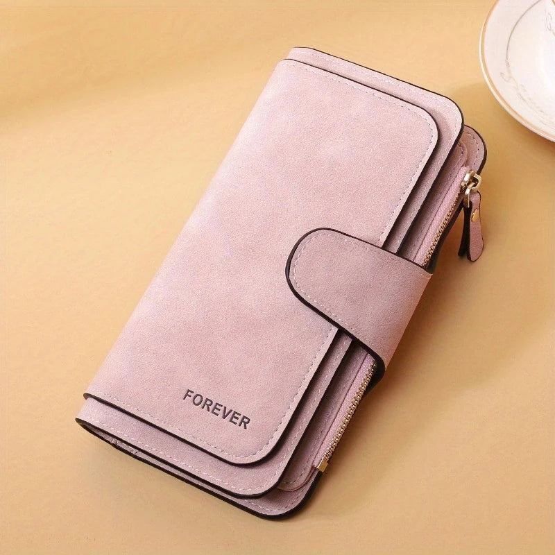 Cartera Efecto Ante para Mujer – Corta o Larga - Larga Rosa