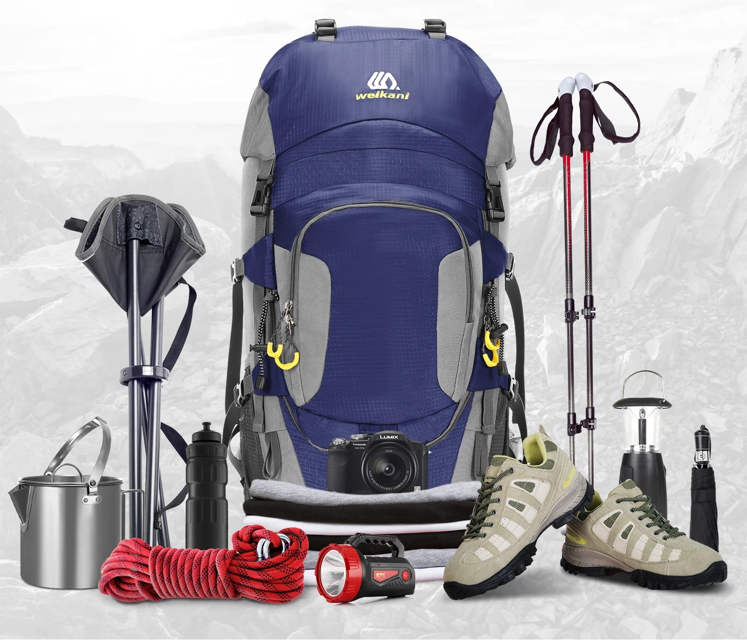 Mochila Outdoor LIXADA 60L Azul – Gran Capacidad y Máximo Confort