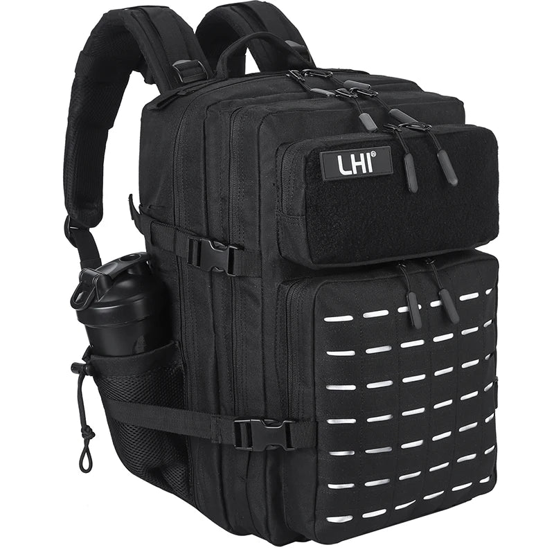 Mochila Táctica de Viaje y Senderismo 45L en Oxford Negro – Resistencia y Alto Rendimiento