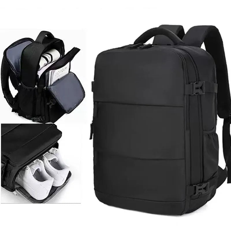 Mochila de Viaje Black Pro – Antirrobo, Impermeable y con Compartimento para Calzado