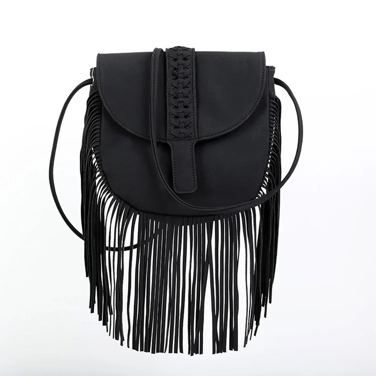 Bolso para Móvil con Flecos Boho – Bandolera de Gamuza Sintética