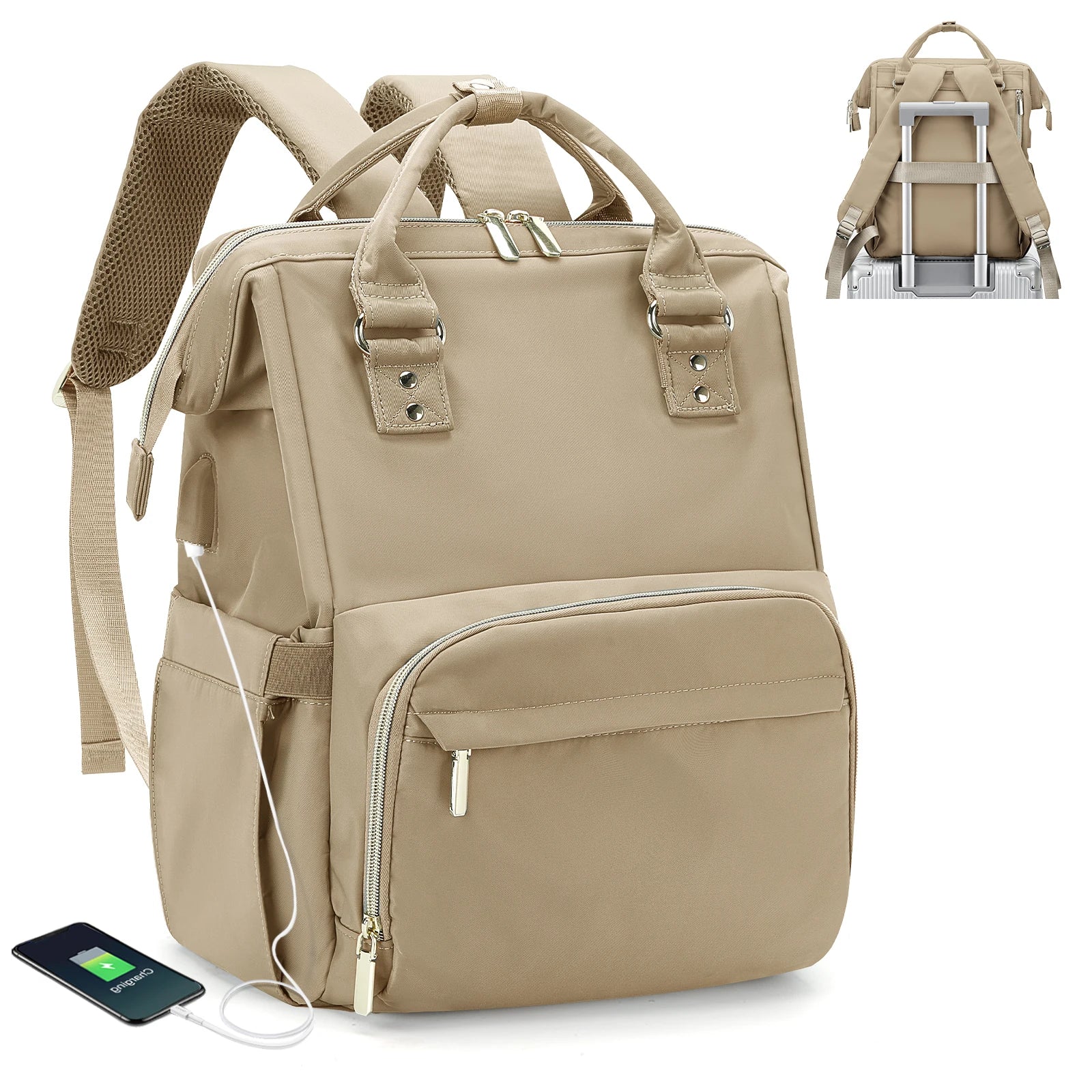 Mochila de Nylon para Mujer Caqui – Versátil y Resistente