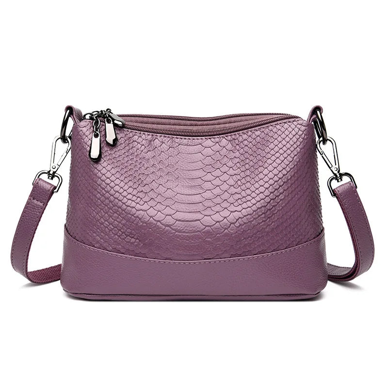 Bolso Bandolera Vintage de Piel de Cocodrilo Lila