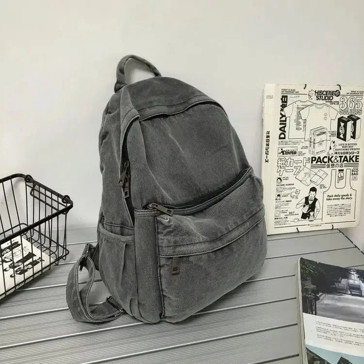 Bolso Mochila Denim Casual Gris