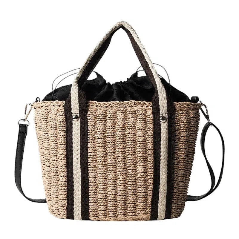Bolso Rafia para Playa Rígido Caqui