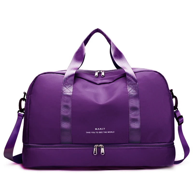 Bolsa de Viaje Lila de Nylon para Mujer – Elegancia y Comodidad