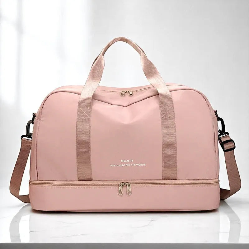 Bolsa de Viaje Rosa de Nylon para Mujer – Ligero, Espacioso y Sofisticado