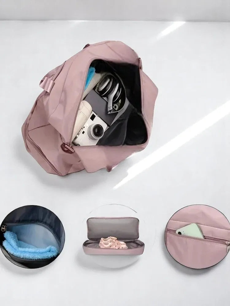 Bolsa de Viaje Rosa de Nylon para Mujer – Ligero, Espacioso y Sofisticado