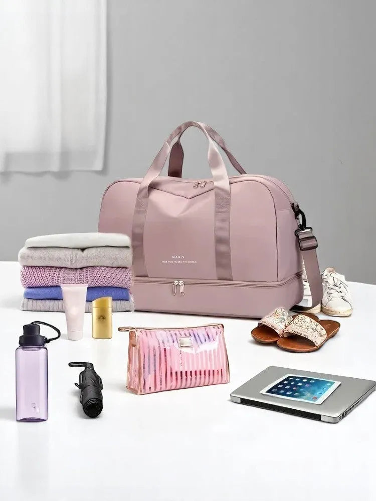Bolsa de Viaje Rosa de Nylon para Mujer – Ligero, Espacioso y Sofisticado