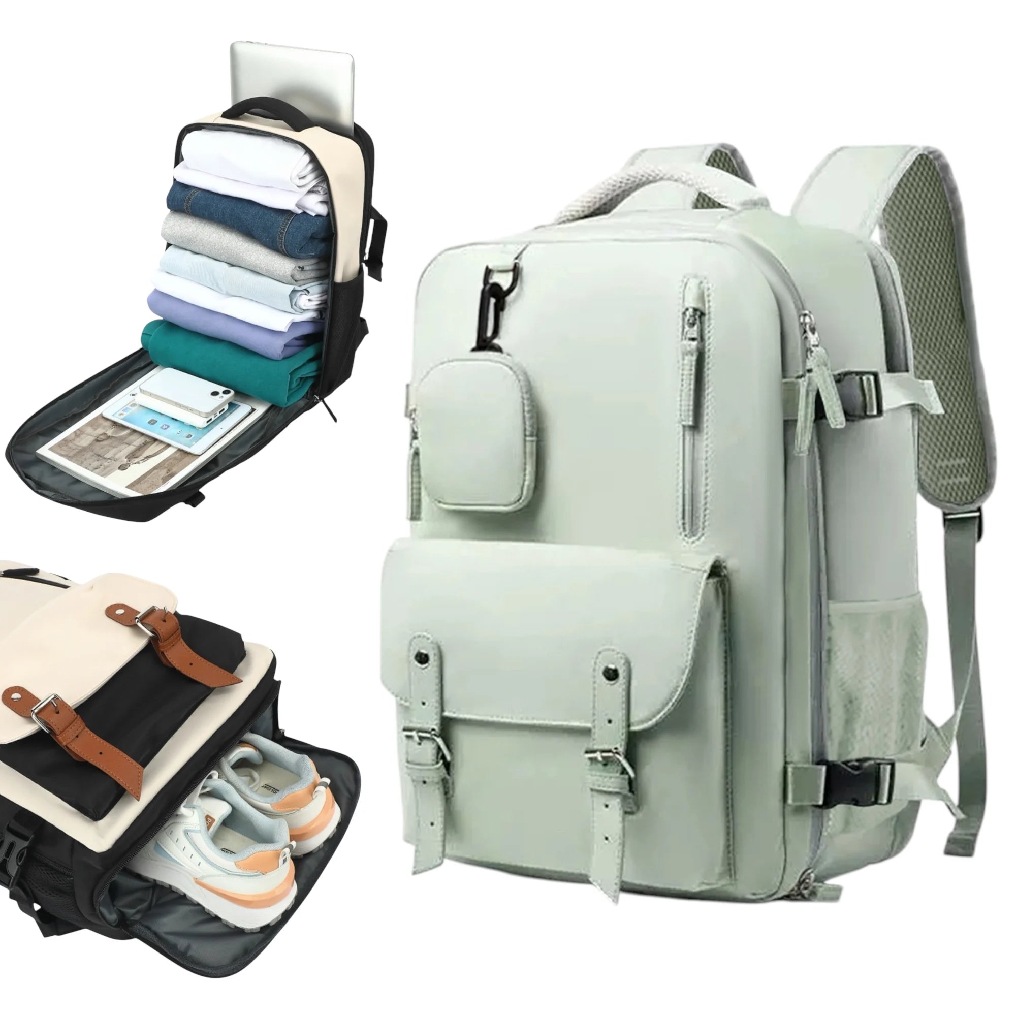 Mochila de Viaje Aqua y Rosa Pastel 43x30x18: Estilo Aesthetic sin Cargos Extra
