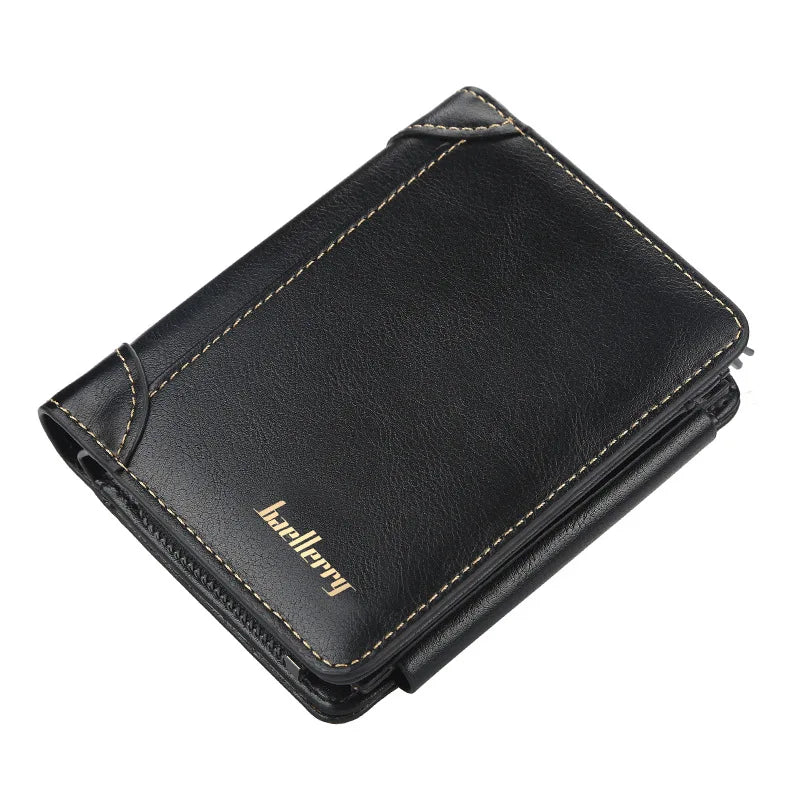 Cartera Corta con Monedero de Cremallera para Hombre - Negro