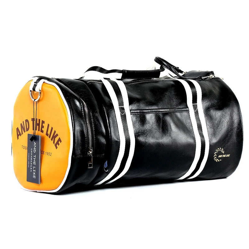 Bolsa de Deporte Cilíndrica en Cuero Negro – Unisex