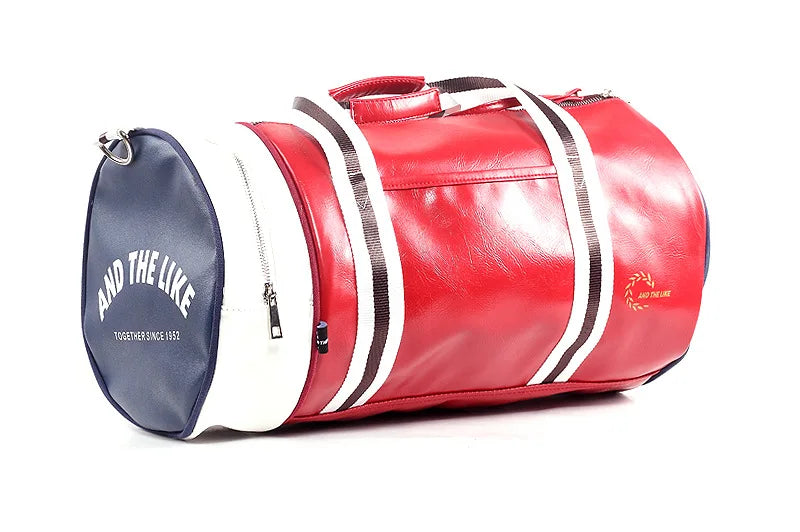 Bolsa de Deporte Cilíndrica en Cuero Rojo – Unisex