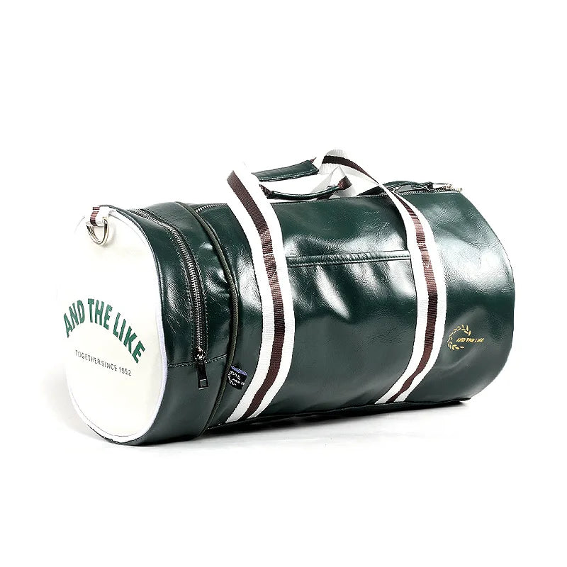 Bolsa de Deporte Cilíndrica en Cuero Verde – Unisex