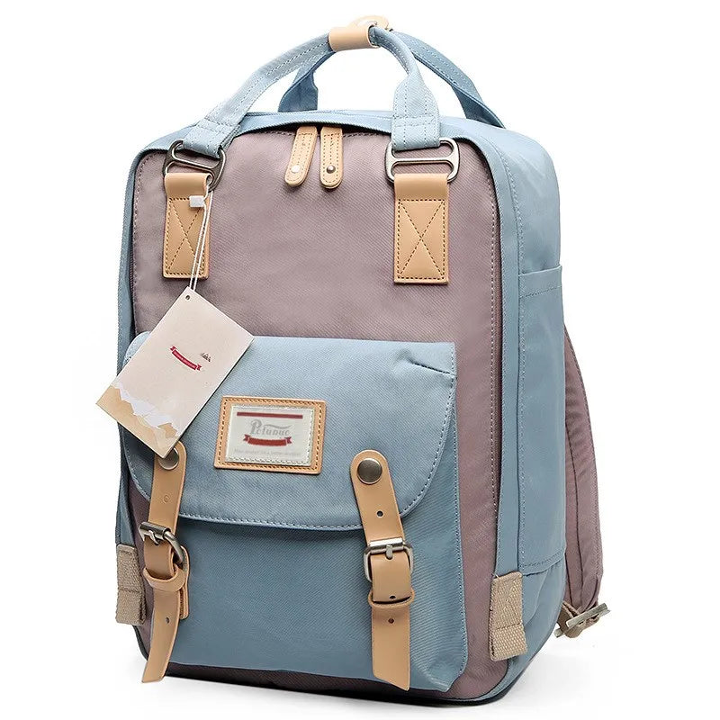 Mochila Azul-Rosa Impermeable para Mujer: Estilo Único, Comodidad sin Límites