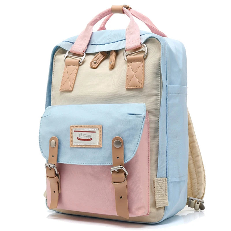 Mochila Azul-Rosa Impermeable para Mujer: Estilo Único, Comodidad sin Límites