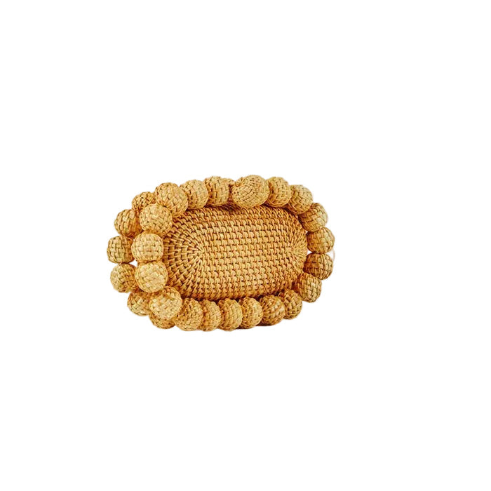 Bolso Clutch de Ratán Rígido en Forma de Huevo – Lujo Artesanal para Fiestas y Eventos