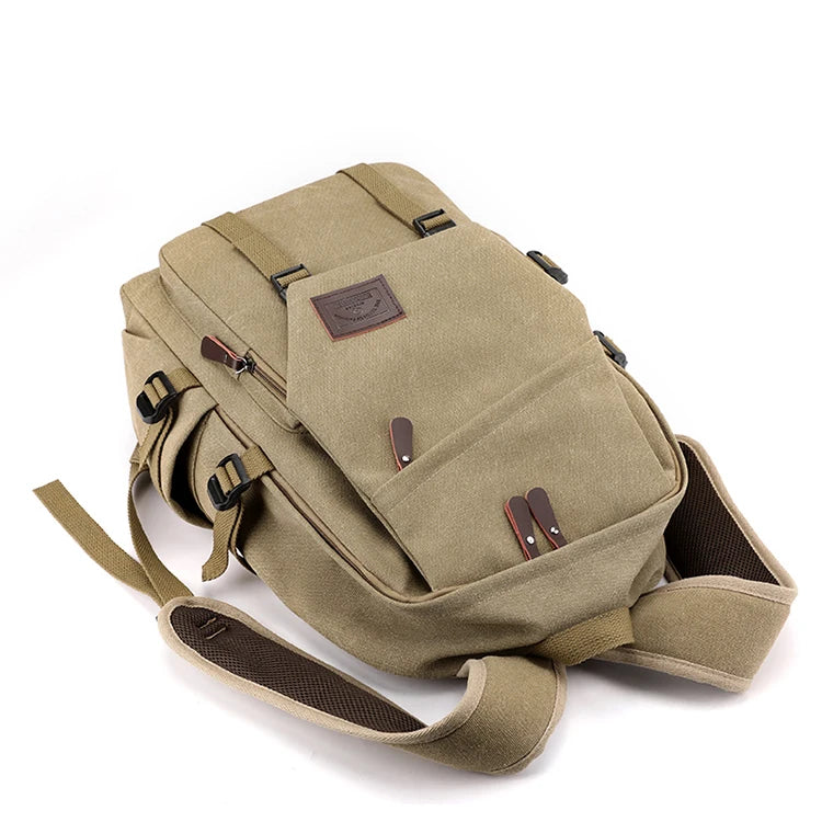 Mochila Unisex Caqui de Lona – Compacta, Versátil y Resistente