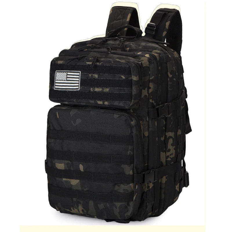 Mochila Táctica 50L Impermeable | Estilo Militar Negro