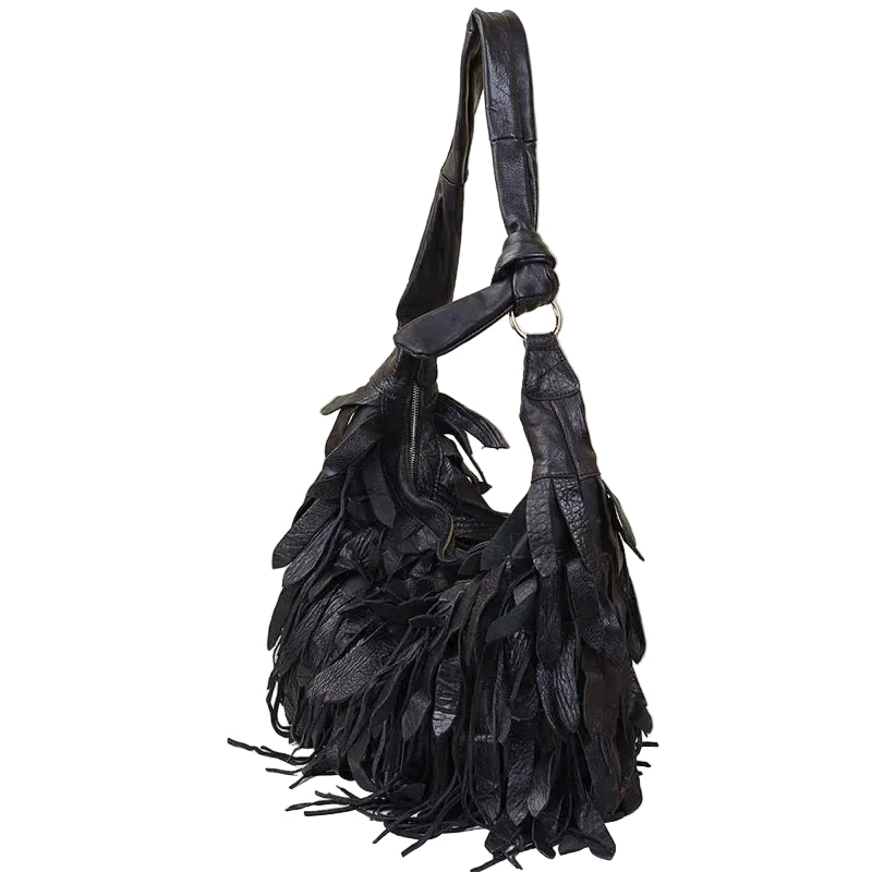 Bolso Messenger de Piel Genuina Trenzada – Diseño con Borlas y Máxima Organización