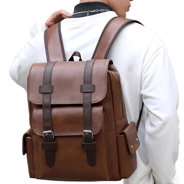 Mochila Casual de Cuero PU Café – Elegancia Urbana y Funcionalidad Diaria