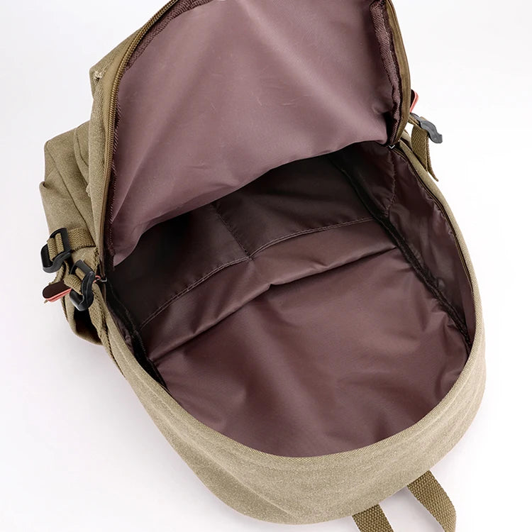 Mochila Unisex Caqui de Lona – Compacta, Versátil y Resistente